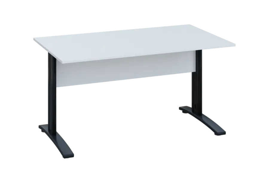 EPK 18 - 14 stůl kancelářský, kovová podnož černá, deska 18 mm, široký 1400 mm, bílá